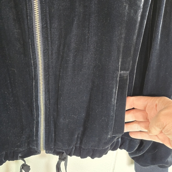 J CREW Navy Blue Velvet Zip Cropped Jacket - Picture 5 of 9
